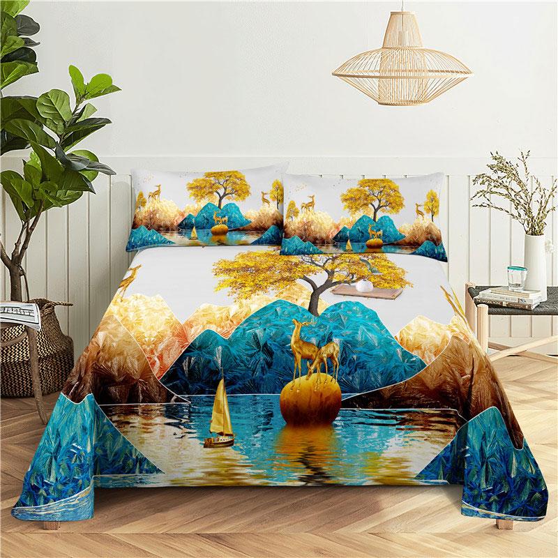Comforter Scene Bed Sheet And Bedding Linens Queen King Double Size 220X240 Trees For Bedroom Soft Twin Full Single