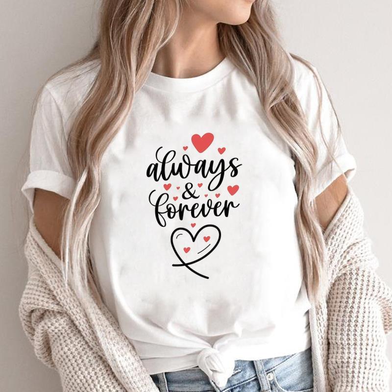 (Asian Size) letter lovely style Fashion Female Casual Clothing Graphic Tee Women's Top Print O-neck T Short Sleeve T-shirts