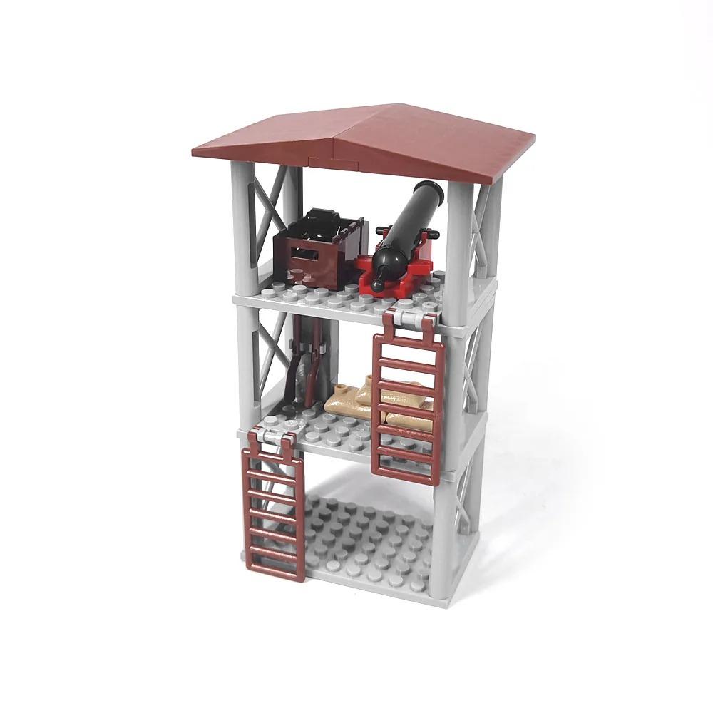 Конструктор Второй мировой войны Военное оружие Полицейский Солдат Фигурка Аксессуары Модель Кирпич Пистолет Пушка Пусковая установка Бункер Аванпост Игрушка X017