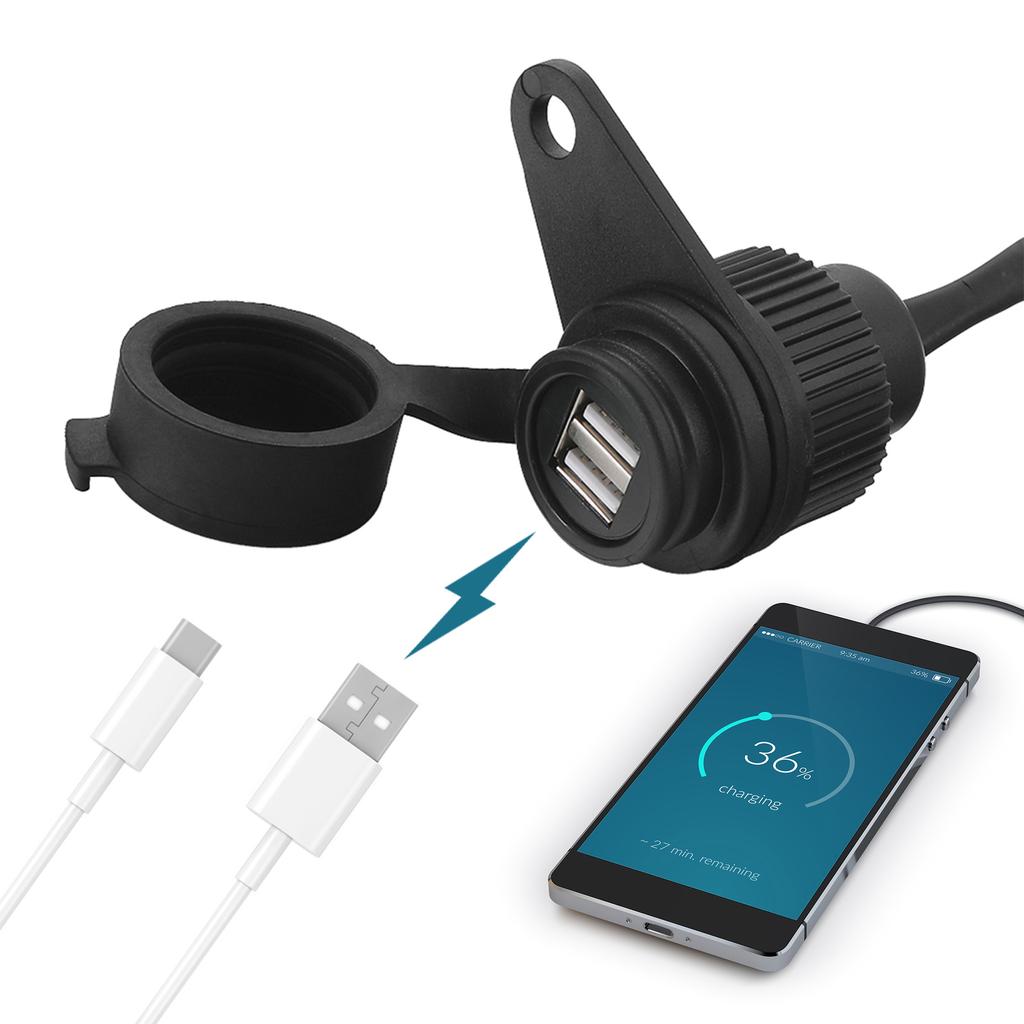 Motorcycles Phone Charger Twin USB Adapter with Waterproof Cover USB Charger for R1200GS R1250GS F700GS