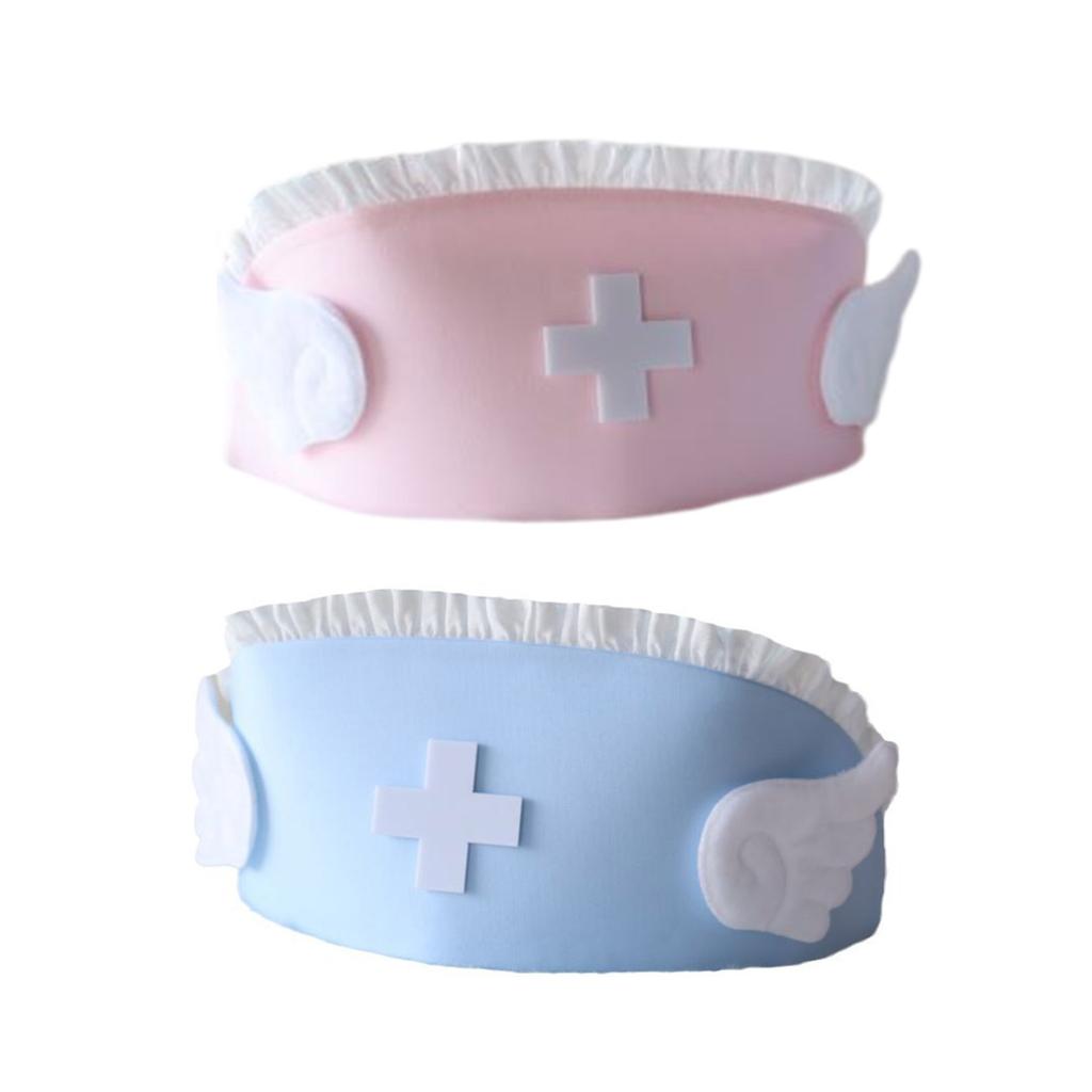Adult Nurse Hat with Angel Wings Decoration Nursing Hat Costume Accesories Halloween Role Play Party for Women