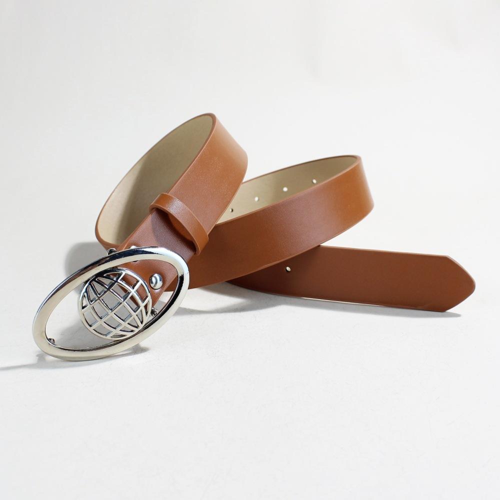 Ремень Planet Retro Black Trendy Cool Oval Buckle Men's Personality Simple Women's Decorative Belt Niche Belt