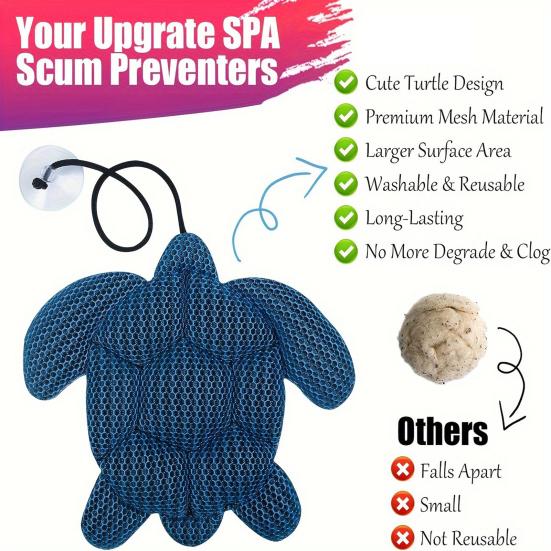 1/2Pcs Turtle Hot Tub Scum Absorber with Suction Cup Reusable Spa Hot Tub Cleaner Swimming Pool Floating Oil Absorbing Filtering Scum Sponge