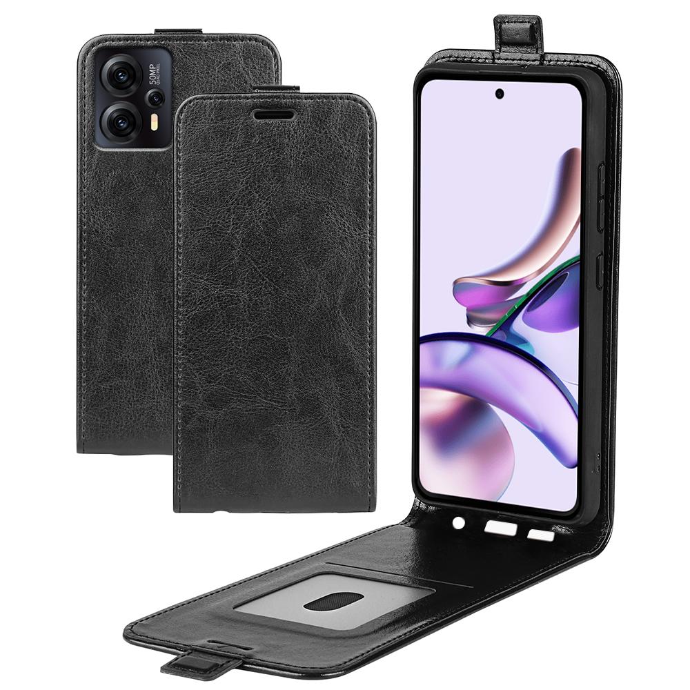 For Motorola Moto G13 4G/G23 4G Vertical Flip PU Leather Cover Crazy Horse Texture Shockproof Card Holder Phone Case