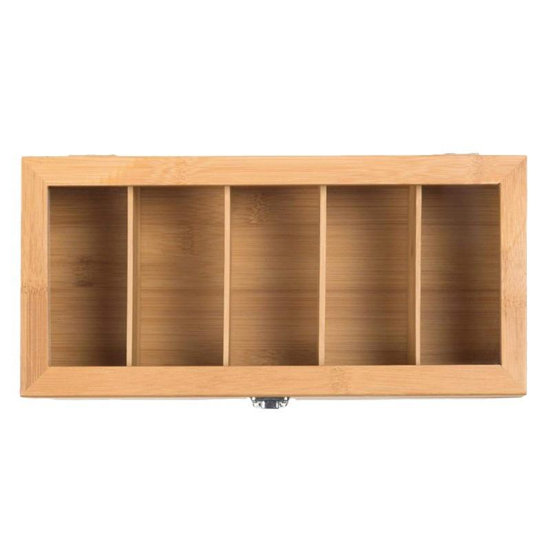 Wooden Tea Bag Organizer with Flip-Top Lid