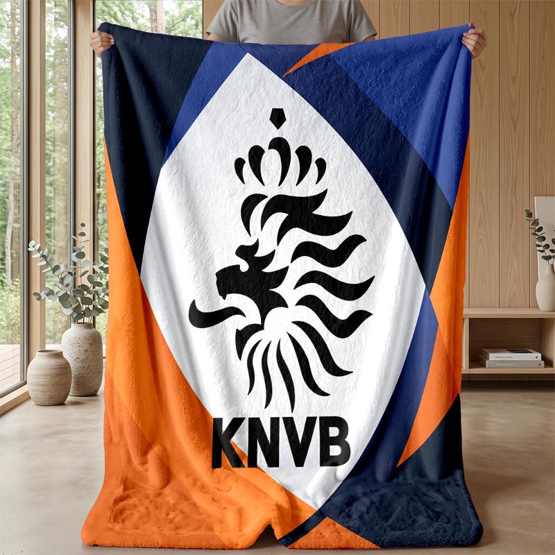 Netherlands Football Printed Flannel Blanket Skin Friendly Warm Decorative Throw for Indoor Couch Bed Daily Use