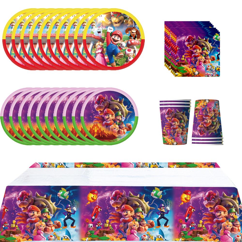 Набор посуды Super Mario из 51 предмета, включая Баннер, Скатерть, Воздушные шары, Топперы для торта