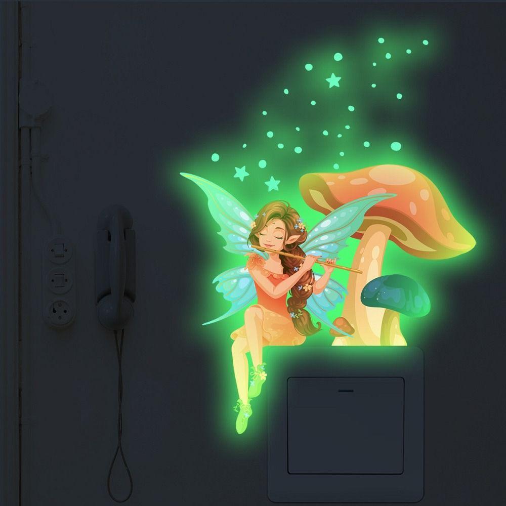 Wall DIY Cartoon Switch Stickers Luminous Wall Stickers Fluorescent Sticker Fairy Mushroom Stickers