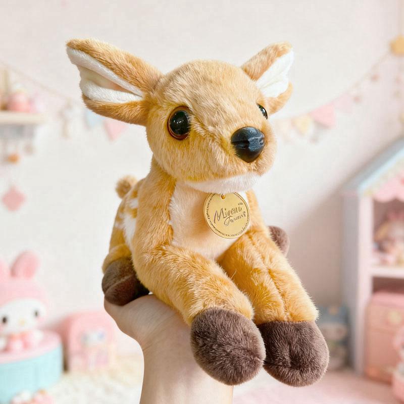 Simulation Lying Posture Deer Plush Doll Lovely Fluffy Tawn Cartoon Stuffed Animal Toy Gifts For Girl
