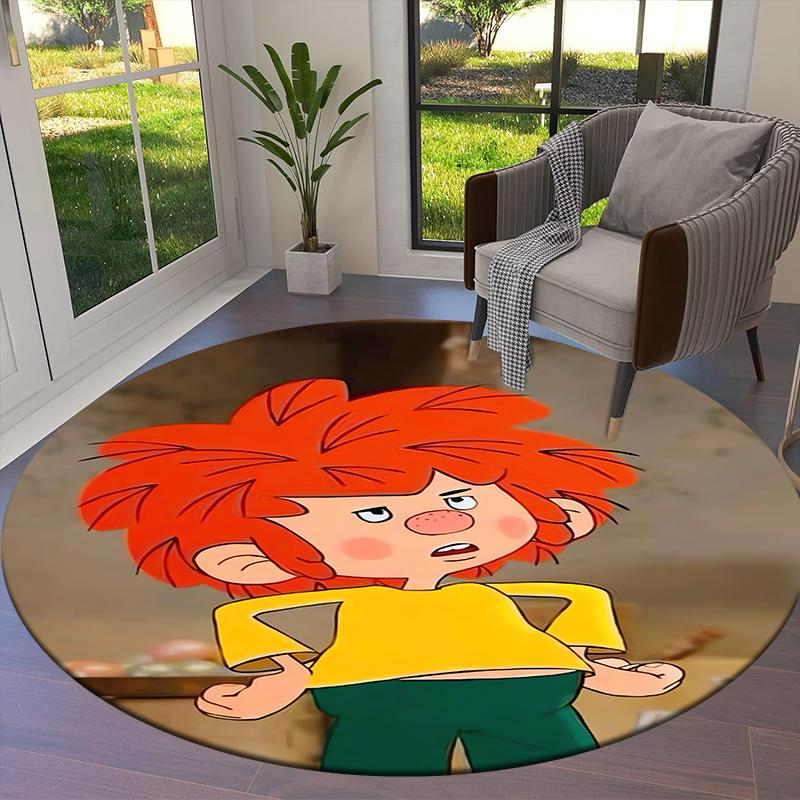 Meister Eder Und Sein Pumuckl Cartoon Round Area Rug,Carpet Rug for Living Room Bedroom Sofa Playroom Decor,Non-slip Floor Mat Q0025