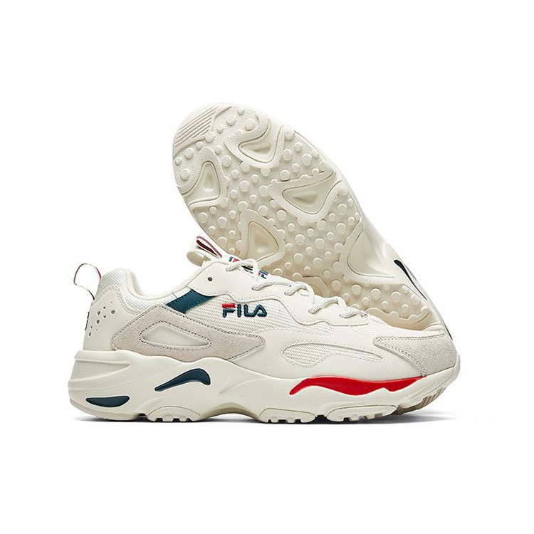 Fila Tracer Synthetic Leather Suede Retro Shock Absorbing Non-Slip Wear-Resistant Low-Top Dad Shoes Men Sneaker Off-White Fire-Red F12M011109FWR