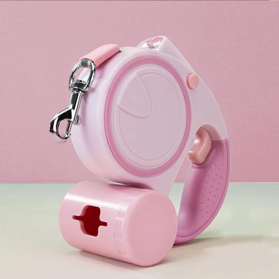 Выдвижной поводок для собак с эргономичной ручкой, пояс для прогулок с защитой от спутывания, фонариком и дозатором пакетов для фекалий для средних и маленьких собак