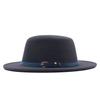 Autumn and winter new British men's top hat, flat-top woolen hat, European and American jazz hat, big-brimmed women's hat