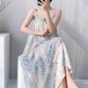 Summer sleeveless suspender cotton and silk nightdress women's lace-up can be worn outside loungewear high-end vacation long dress dress thin