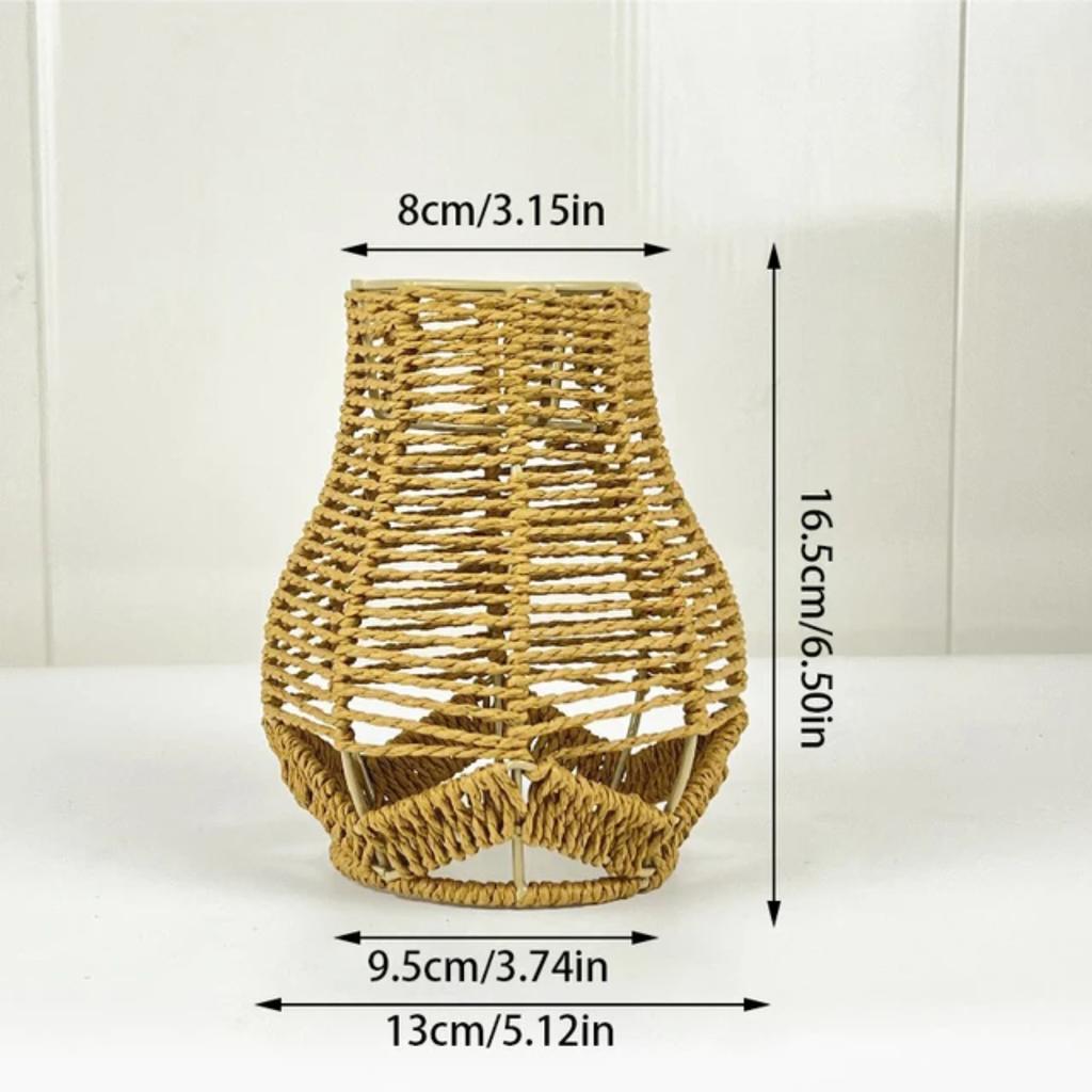 New Exquisite Handwoven Paper Rattan Pendant Lamp Shade - Beautifully Crafted Handmade Wicker Lampshade for Chandelier, Pendant