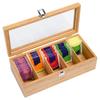 Wooden Tea Bag Organizer with Flip-Top Lid