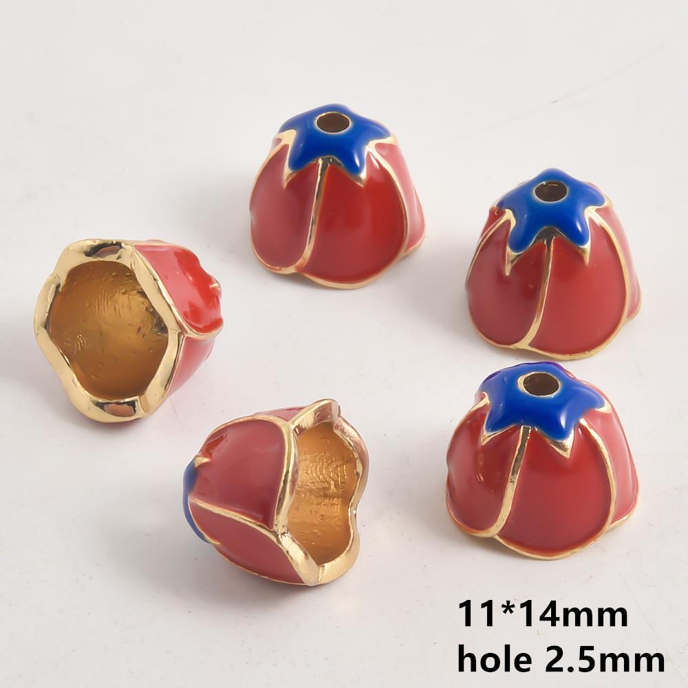 10pcs/Lot Vintage Enamel Flower Bead Cap Accessories For Jewelry Making Supplies Bohemia End Caps Handmade Connectors Materials