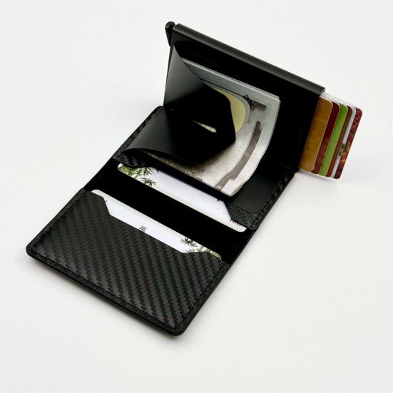 Мужской кошелек-автомат с RFID-защитой, держатель для карт, противокражный тонкий кошелек из алюминиевого сплава, карманный кошелек для наличных и кредитных карт