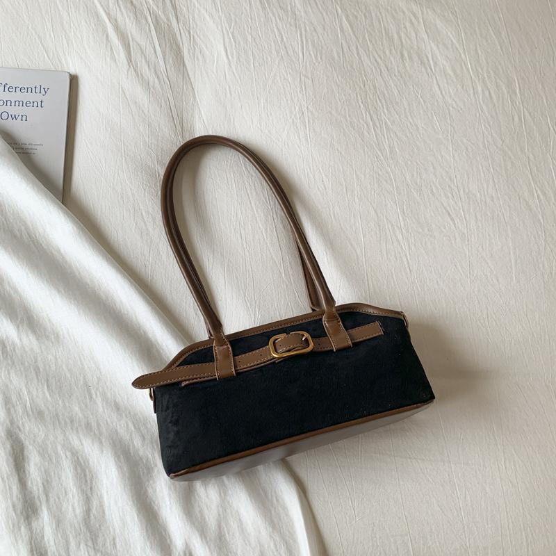 Корейская версия ретро нишевой замшевой сумки подмышку женская 2025 осень зарубежный стиль повседневная рабочая сумка-тоут на плечо