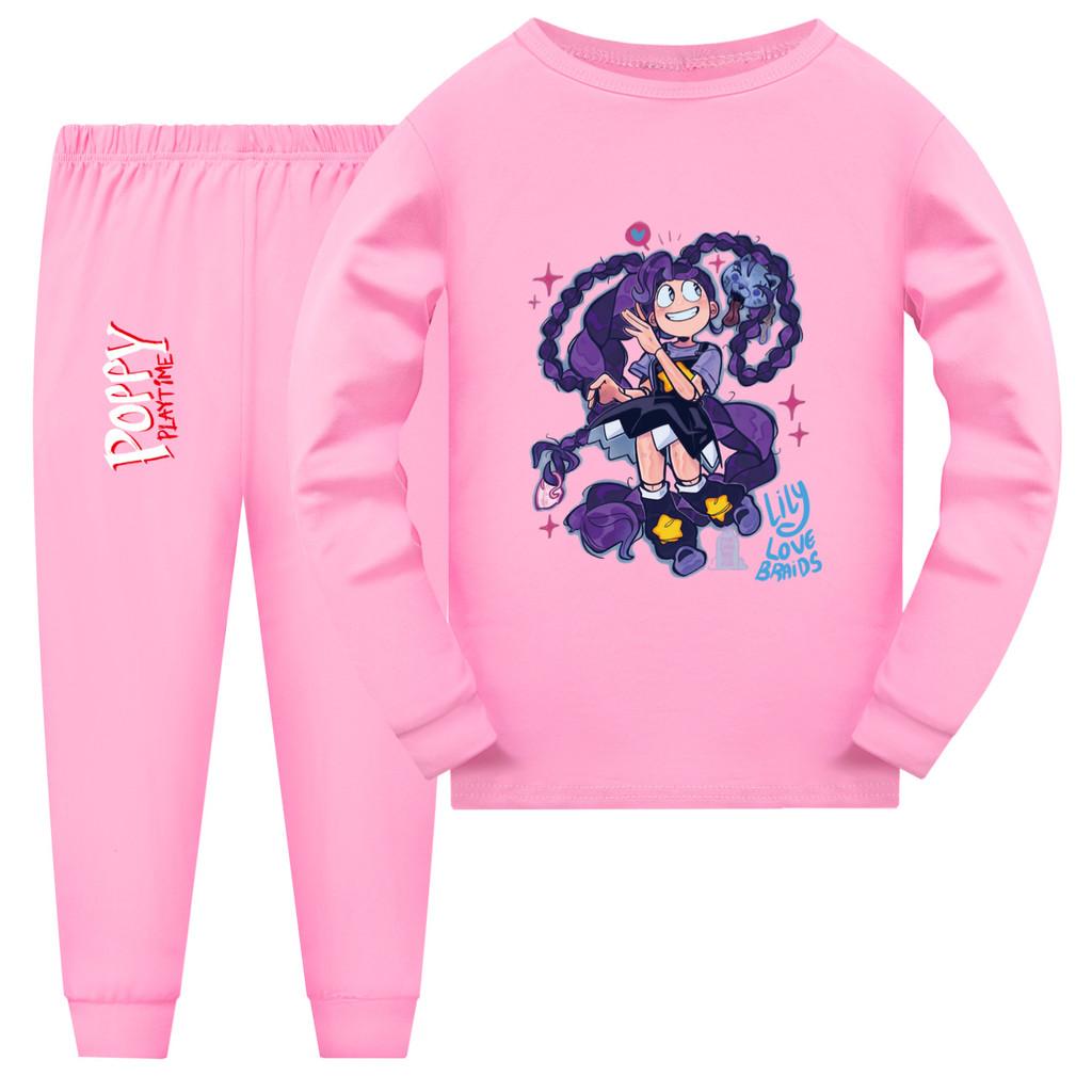 5625 Kids Girls Lily Lovebraids Sleepwear Pajamas Long Sleeves Top T-shirt Pants Sets