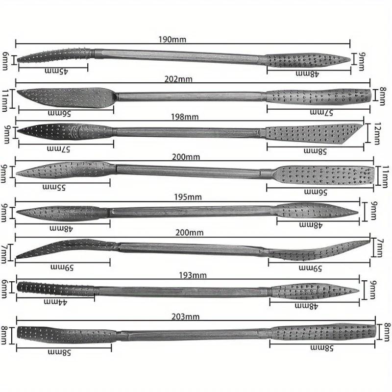 Набор из 8 напильников для рашпиля по дереву - Ассорти из напильников для рашпиля - Инструмент для обработки дерева