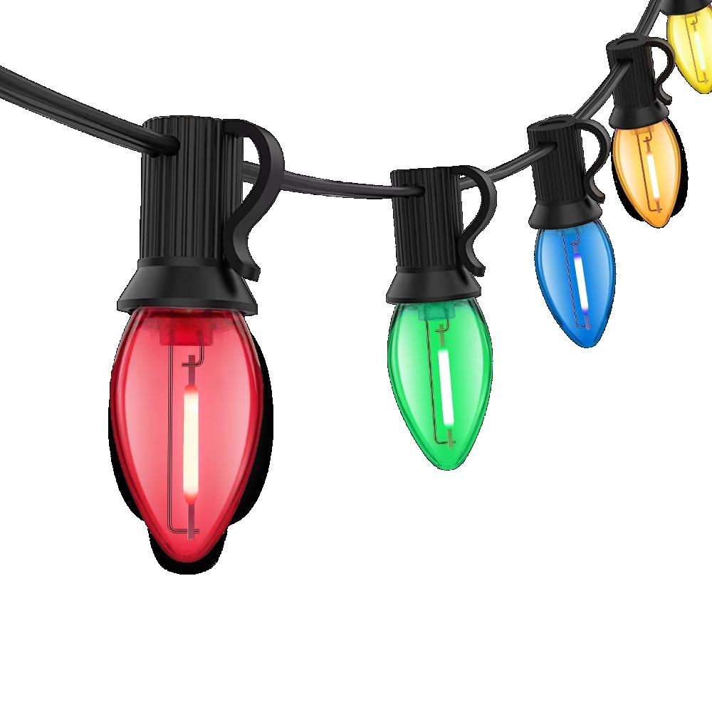 Colorful Outdoor String Lights C7 Shatterproof Replacement Bulbs 1W E12 Base RGB Waterproof Garland for Party Garden Decorations