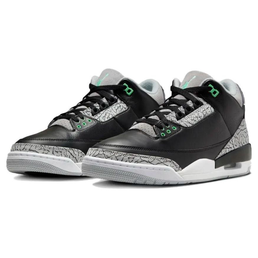Air Jordan 3 Retro Green Glow Men Sneakers Black Wolf-Grey White CT8532-031