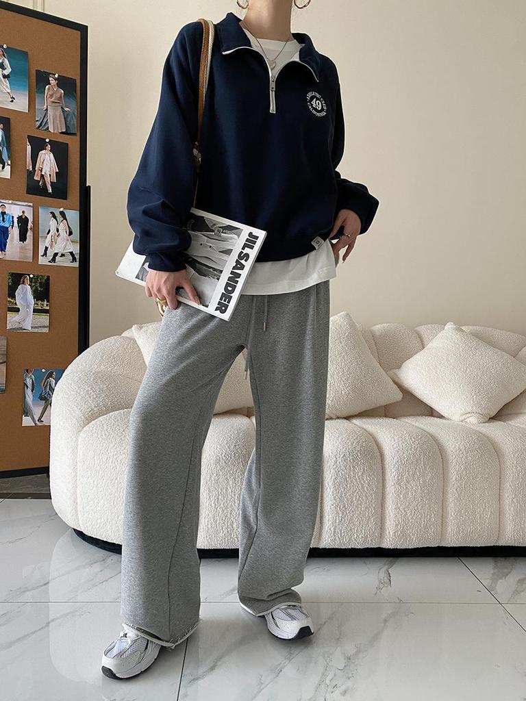 Sinan American Поло на молнии с отворотом: Свободный крой плюс бархатный свитер, коллекция осень/зима SN2019