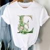 T-Shirt Women Summer 26 Alphabet Letter Print Girl A To Z Flowers Ladies Tee Tops Short Sleeve Casual Korean Style Tshirt Femme