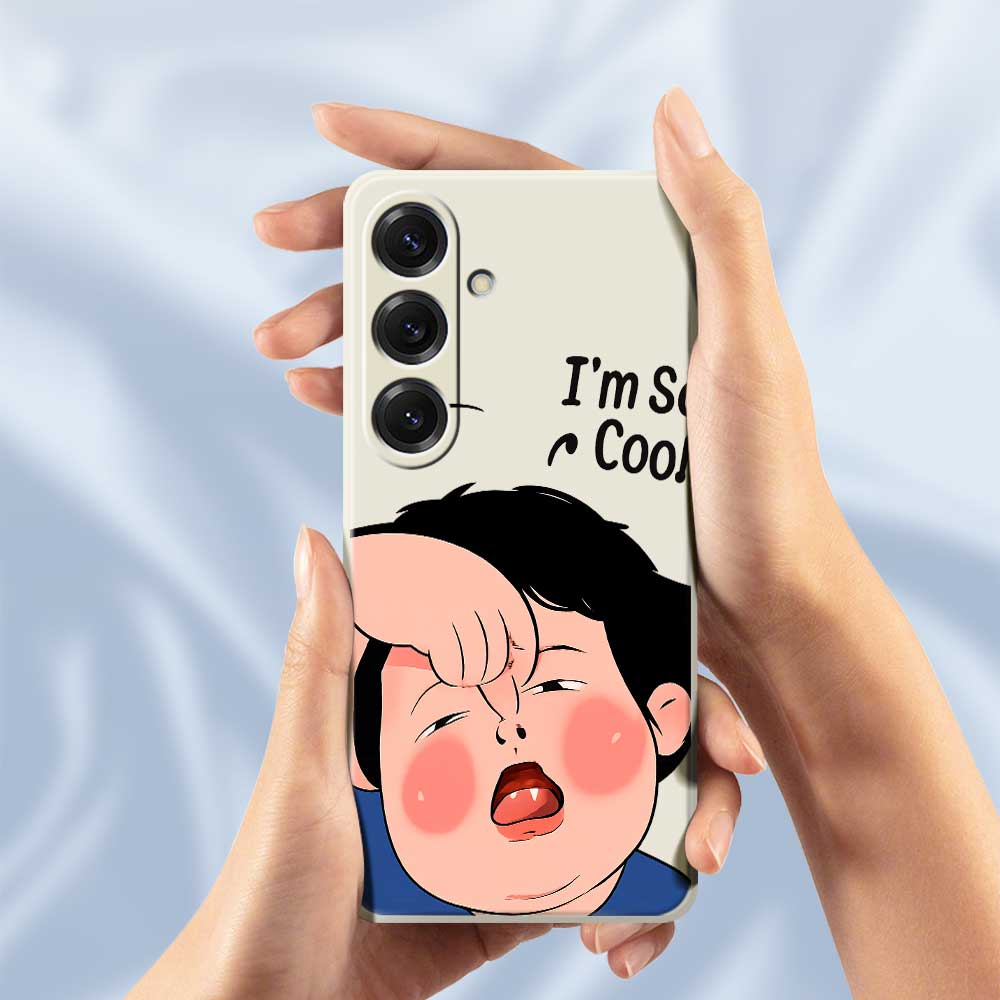 For Samsung Galaxy S25 Case Make Faces Kid Pattern Printing Straight Edge TPU Phone Back Cover