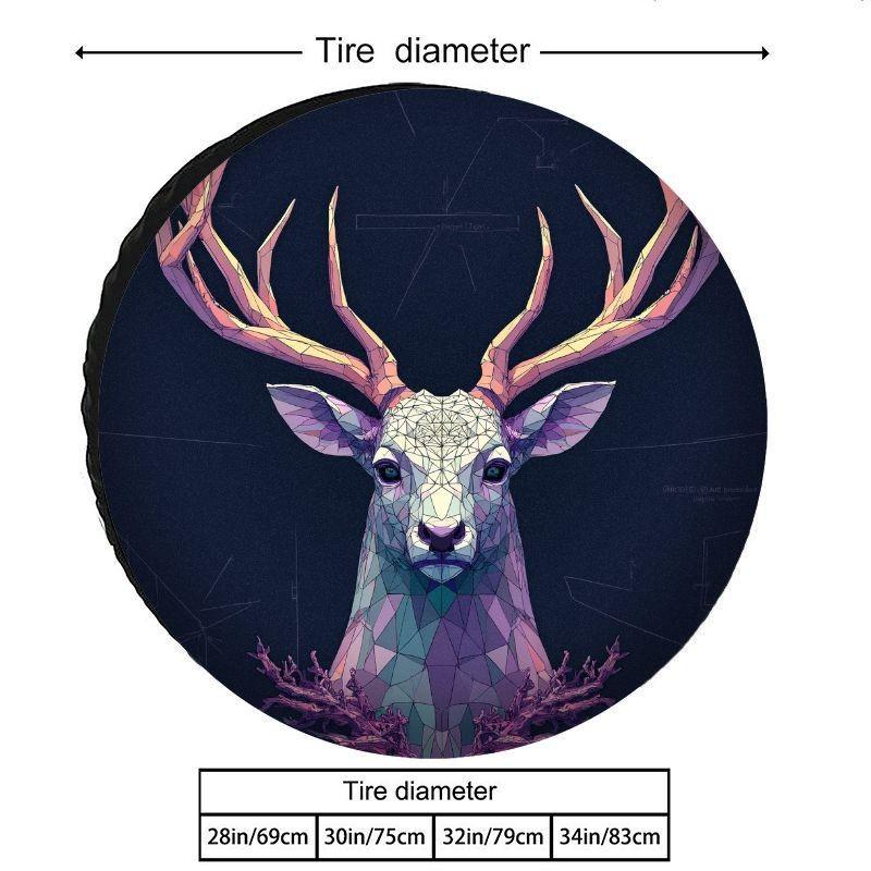 Geometric Deer Head Tire Cover Polyester Waterproof Sun Protection Outdoor Spare Wheel Protector