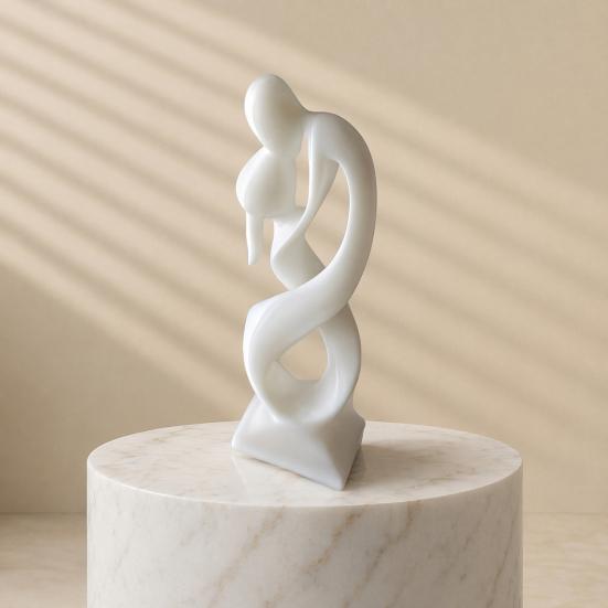Kiss of Love Figurine, 3D Printed Kissing Couple Statue, White Abstract Art Man And Woman Sculpture for Home Table Shelf Entrance Cabinet Decor