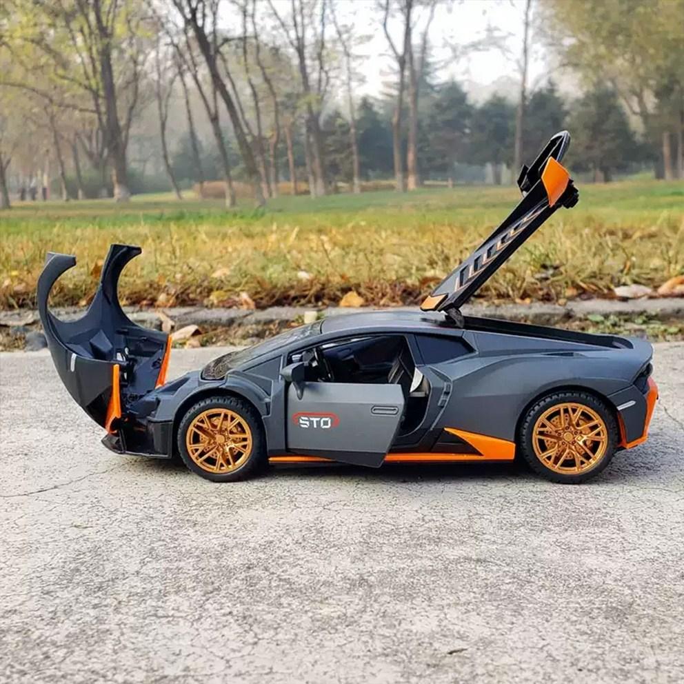 МояМашина 1:Масштабная модель Lamborghini Huracan STO из литого металла - Синяя Коллекционная фигурка и Декор для витрины