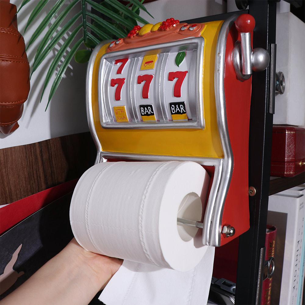 Decorative Toilet Roll Holder Slot Machine Tissue Shelf Wall-Mounted Paper Holder Bathroom