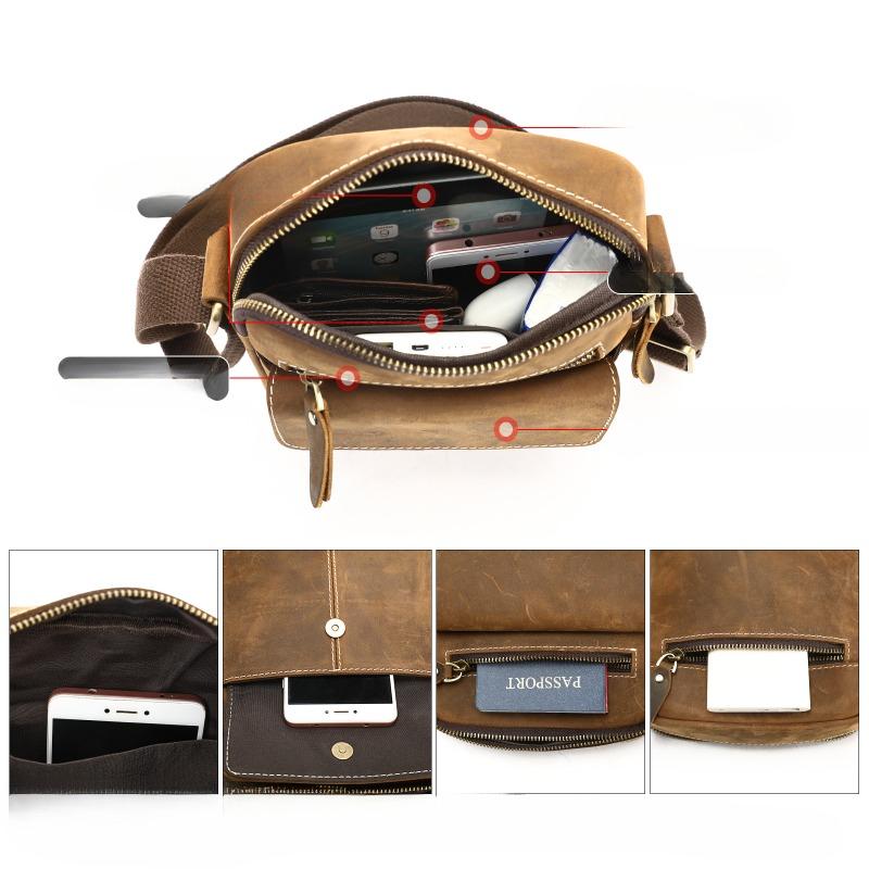 Сумка через плечо из натуральной кожи Premium Sense Crazy Horse Leather Vintage мужская сумка для активного отдыха на открытом воздухе Универсальная сумка через плечо большой вместимости