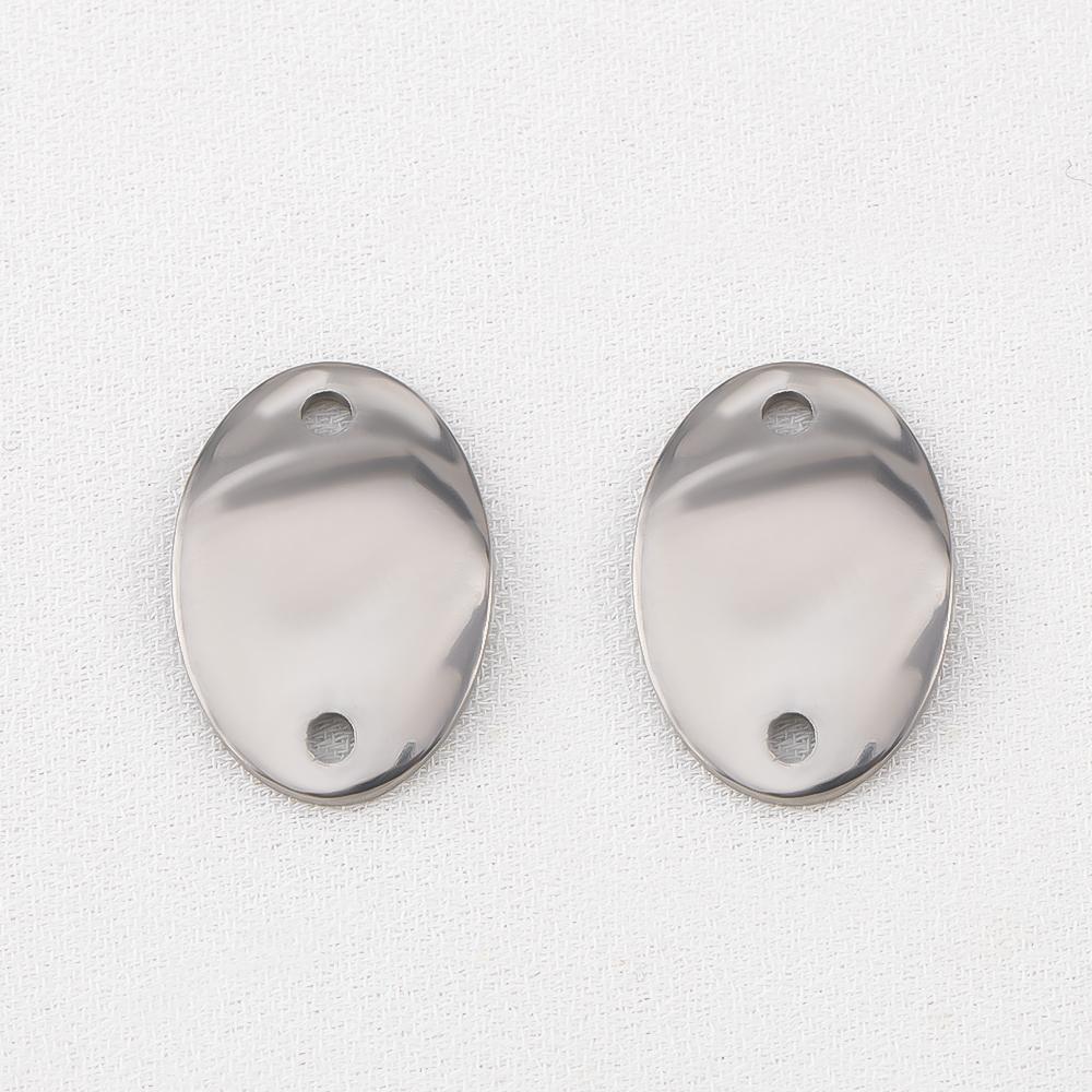 10pcs Stainless Steel 18K Plated Oval Star Heart Charms Double Hole Pendants for DIY Necklace Bracelet Jewelry Making Supplies