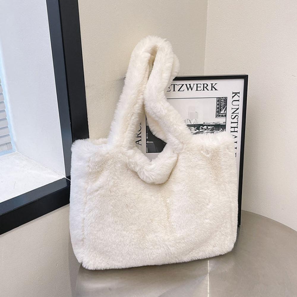 Plush Shoulder Bag Cute Hand Bag Versatile Tote Bag  Female