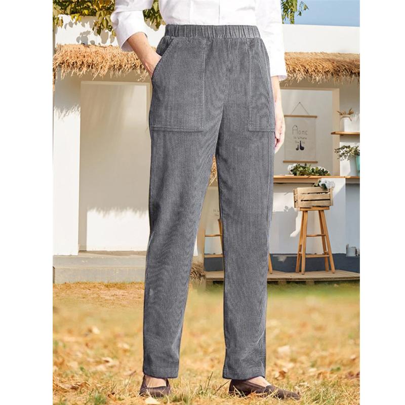2024 Новые женские однотонные вельветовые прямые повседневные брюки с эластичной резинкой на талии