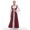 S~5XL Large Size Women Retro Cosplay Dress Medieval Renaissance Retro Dress with Square Collar Bundled Waist Halloween Party
