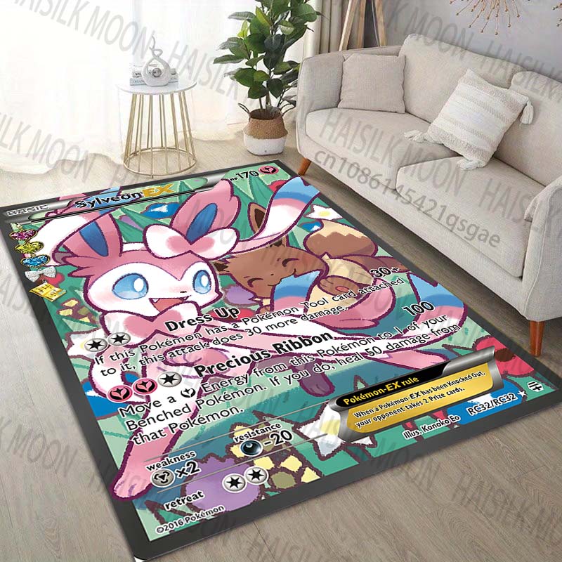 17 Styles Pokémon Sylveon Cards Printing Carpet for Living Room Bedroom Kid's Room Home Decor Area Rug Sofa Cloakroom Play Mat