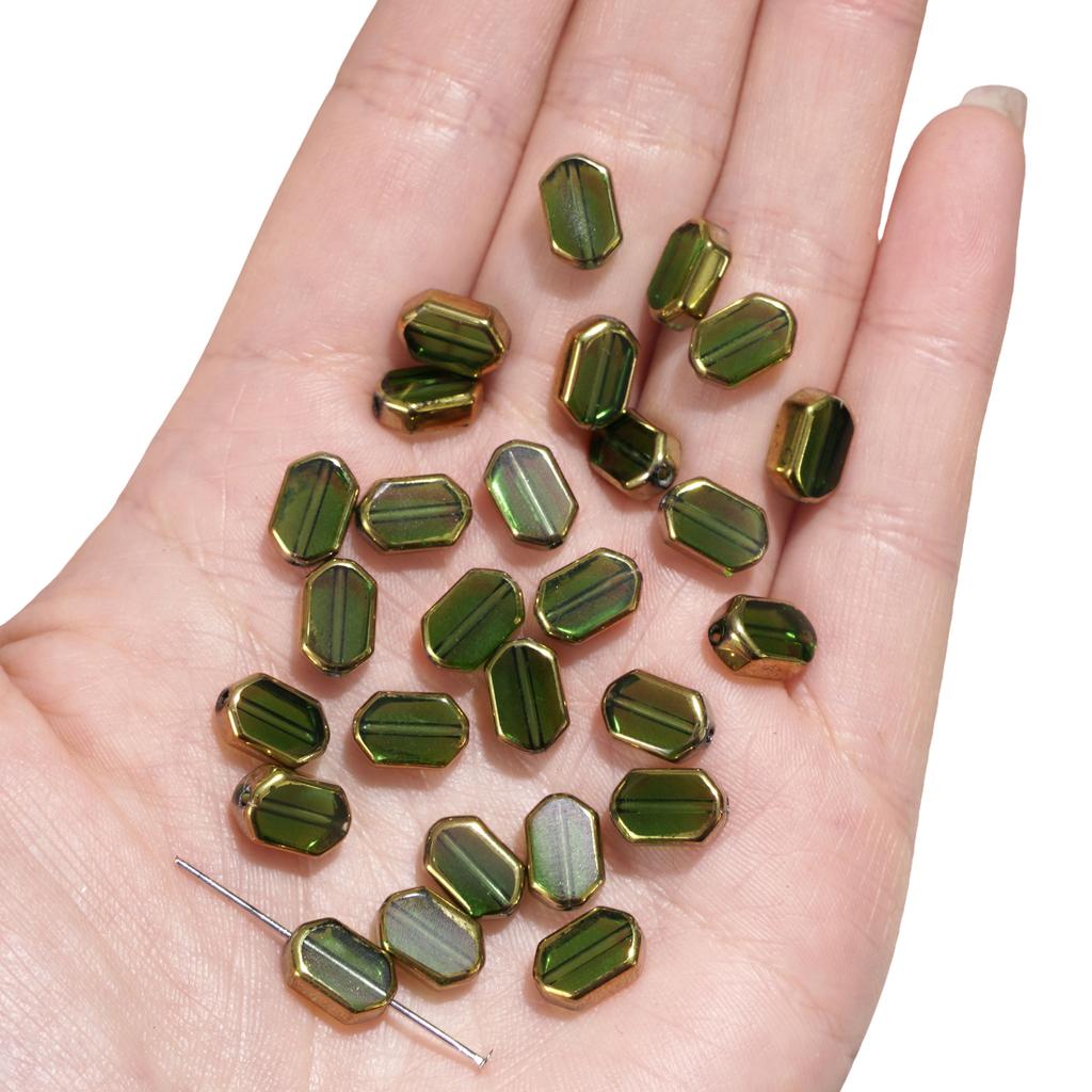 5-10 шт. Стеклянные золотые бусины прямоугольной формы, хрустальные бусины для DIY браслета, ожерелья, изготовления ювелирных изделий, украшения