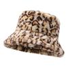 Cute Print Leopard Winter Fisherman Hat Womens Cozy Flat Top Cap Rabbit Hair