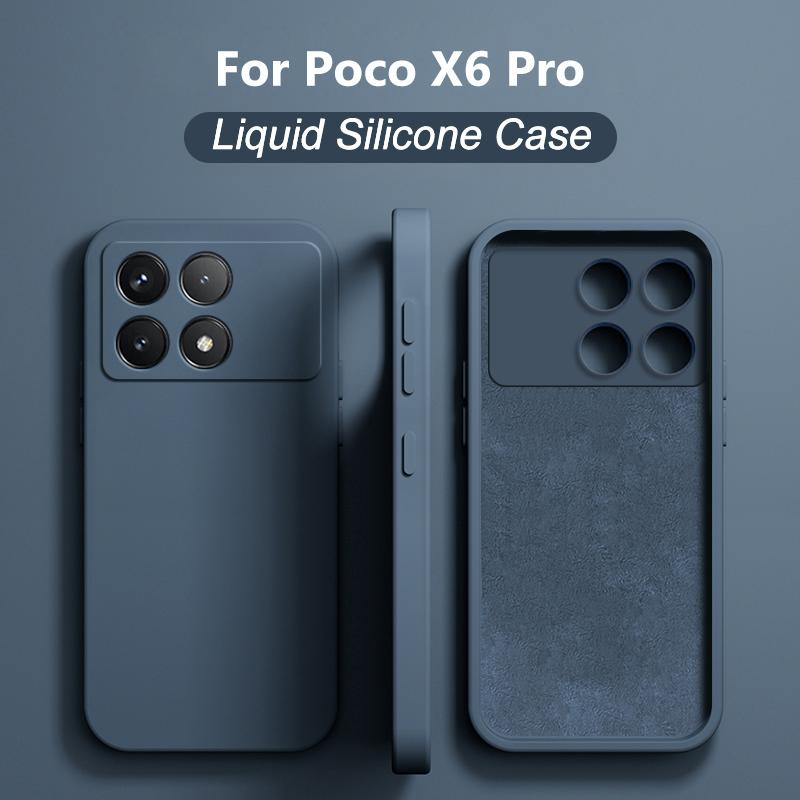 Для Poco X6 Pro Чехол квадратный жидкий силиконовый мягкий чехол для Xiaomi Poco X6 Pro Poco X 6 Pro X6Pro Pocox6 Pro 5G чехол для телефона