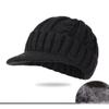 Men's Knitted Hat with Warmth and Thick Velvet, Short Eave Duckbill Cap, Ear Protection, and Woolen Hat