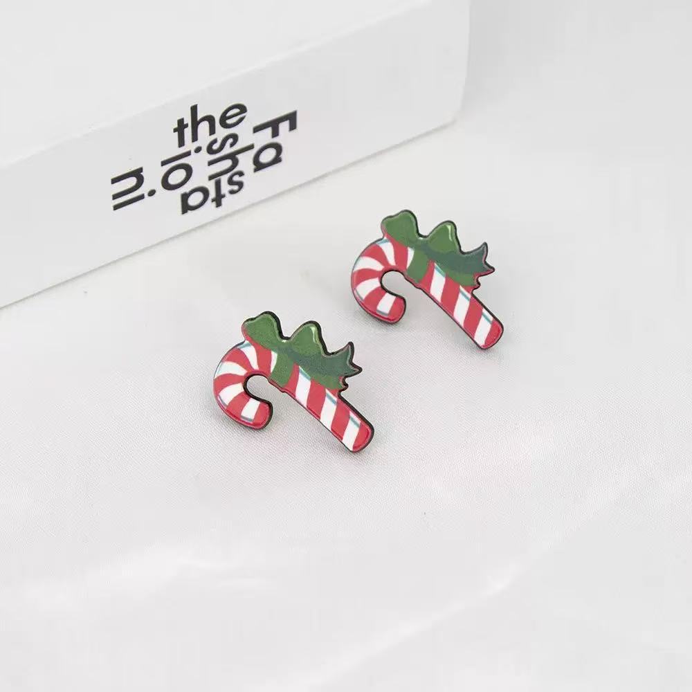Cute Snowman Santa Claus Christmas Earrings , Titanium Alloy Ear Studs , Trendy Holiday Jewelry for Women , Wholesale