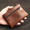 Leather Coin Purse for Men Women Mini Zipper Cowhide Wallet Small Money Pocket Bag Female Wallets Men Card HolderV