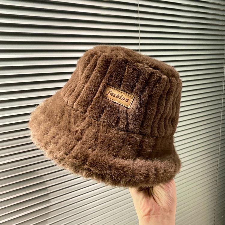 Новая защитная шапка-ведро для ушей, зимняя модная универсальная женская утолщенная теплая плюшевая рыбацкая шапка