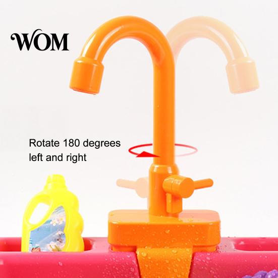 Child Safe Kitchen Faucet Toy Pretend Play Sink Replacement, Electric Water Circulation Imaginative Accessory for Kids Kitchen, Dishwasher Role