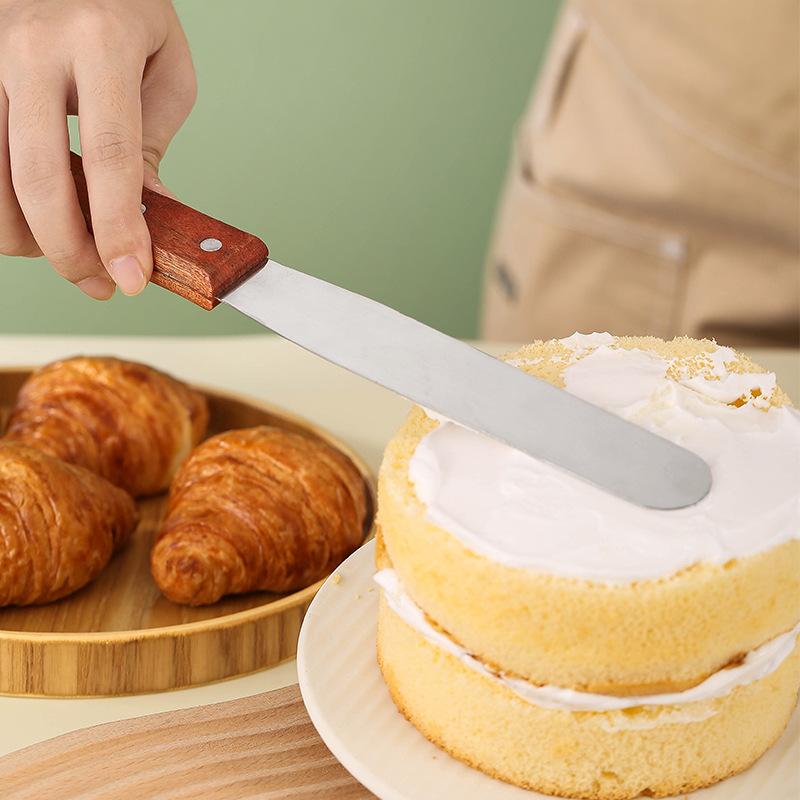 Инструменты для выпечки, 6-дюймовая лопаточка с деревянной ручкой, разглаживающий нож для выпечки, нож для выпечки из нержавеющей стали, инструменты для торта, шпатель