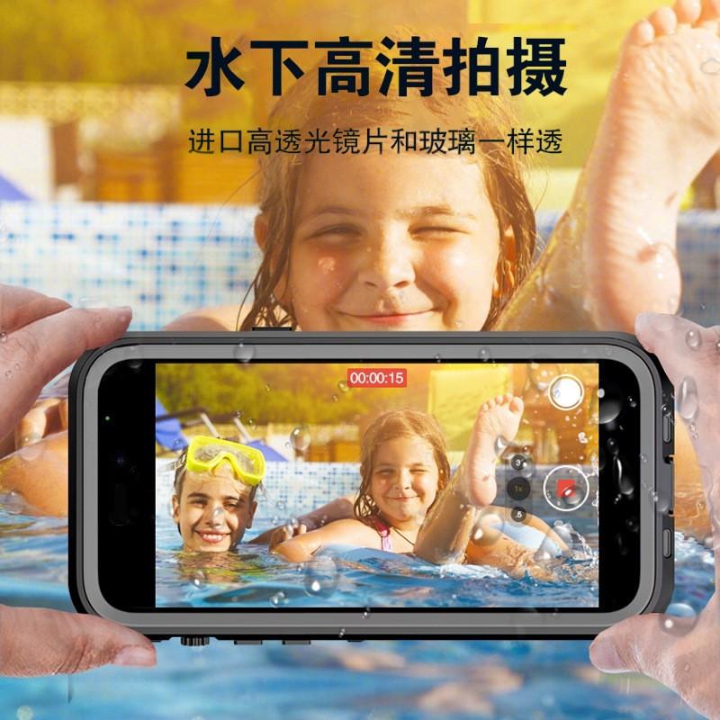 Водонепроницаемый Ударопрочный Чехол для Телефона IPhone 14 13 Pro Max 12 Для Активного Отдыха Дайвинга Полное Покрытие Гибрид TPU PU